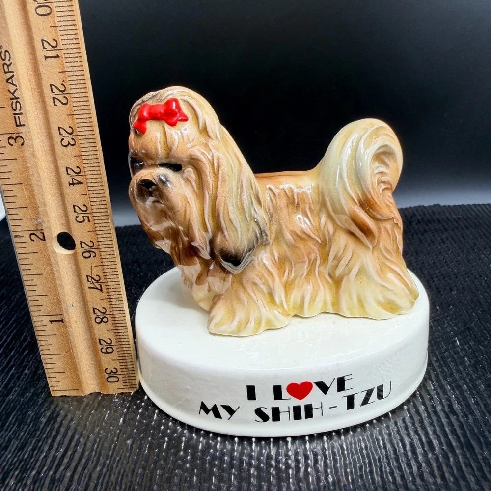 George Good Japan Shih Tzu Dog Figurine I Love My Shih Tzu Vintage Ceramic 3in